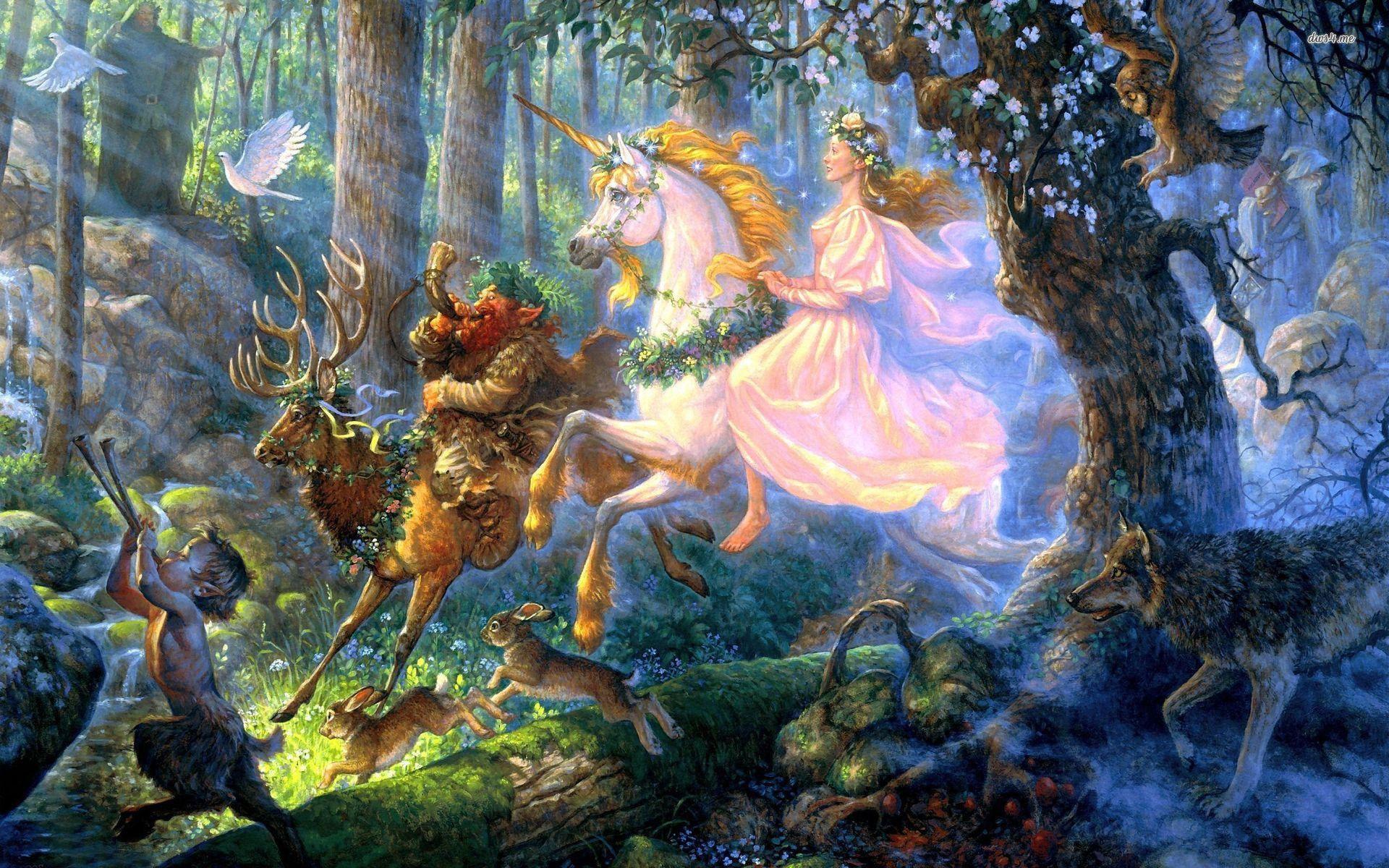 Fairy on a unicorn wallpaper wallpaper