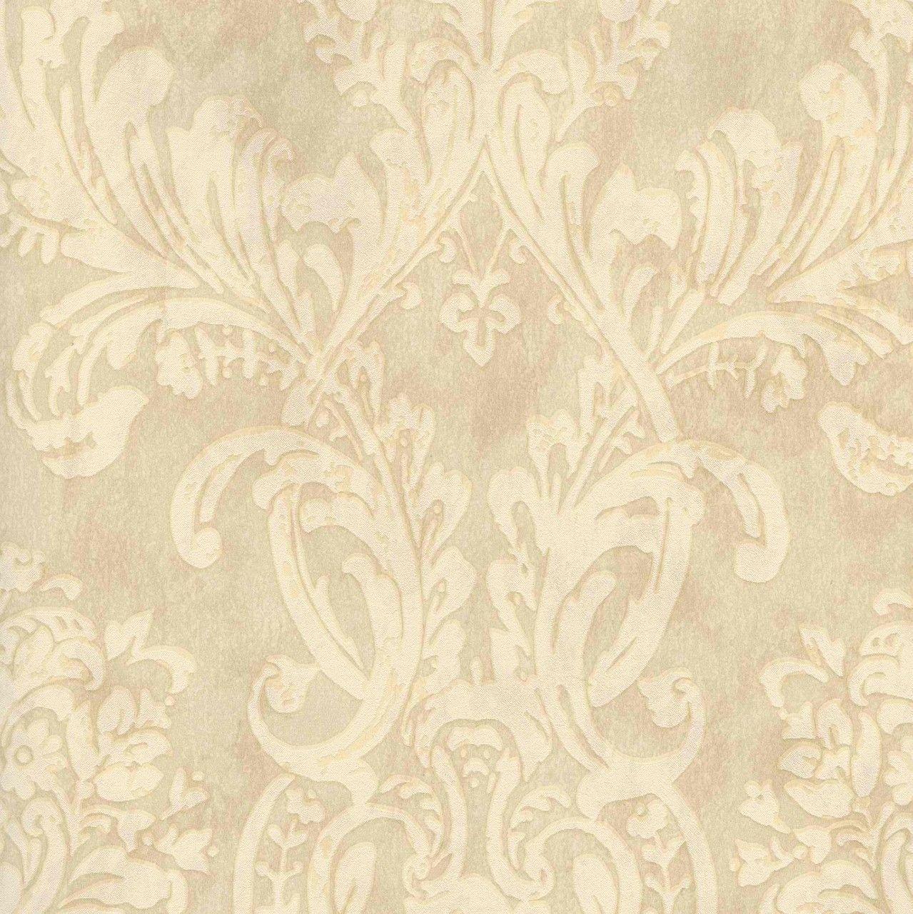 Cream Mauve Cg97124 Henrietta Damask Wallpaper By Warner