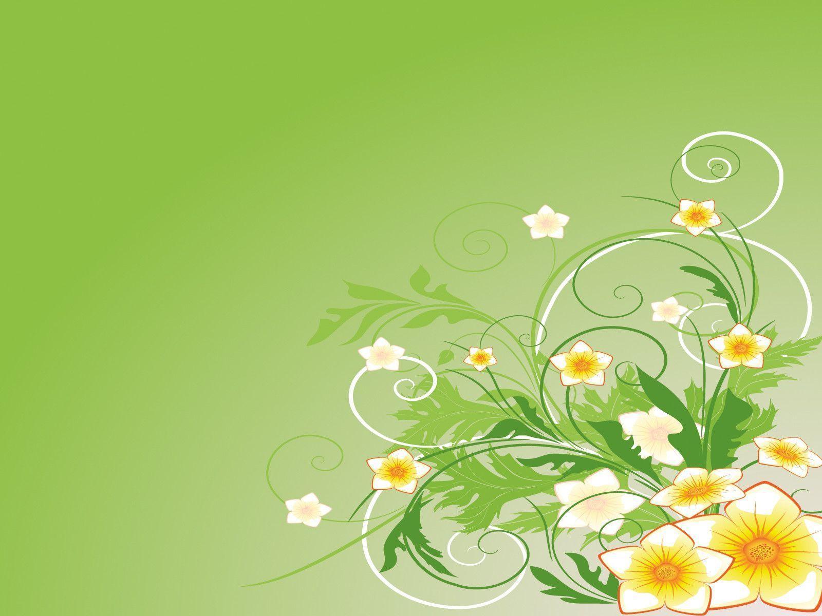 green flower PPT Background