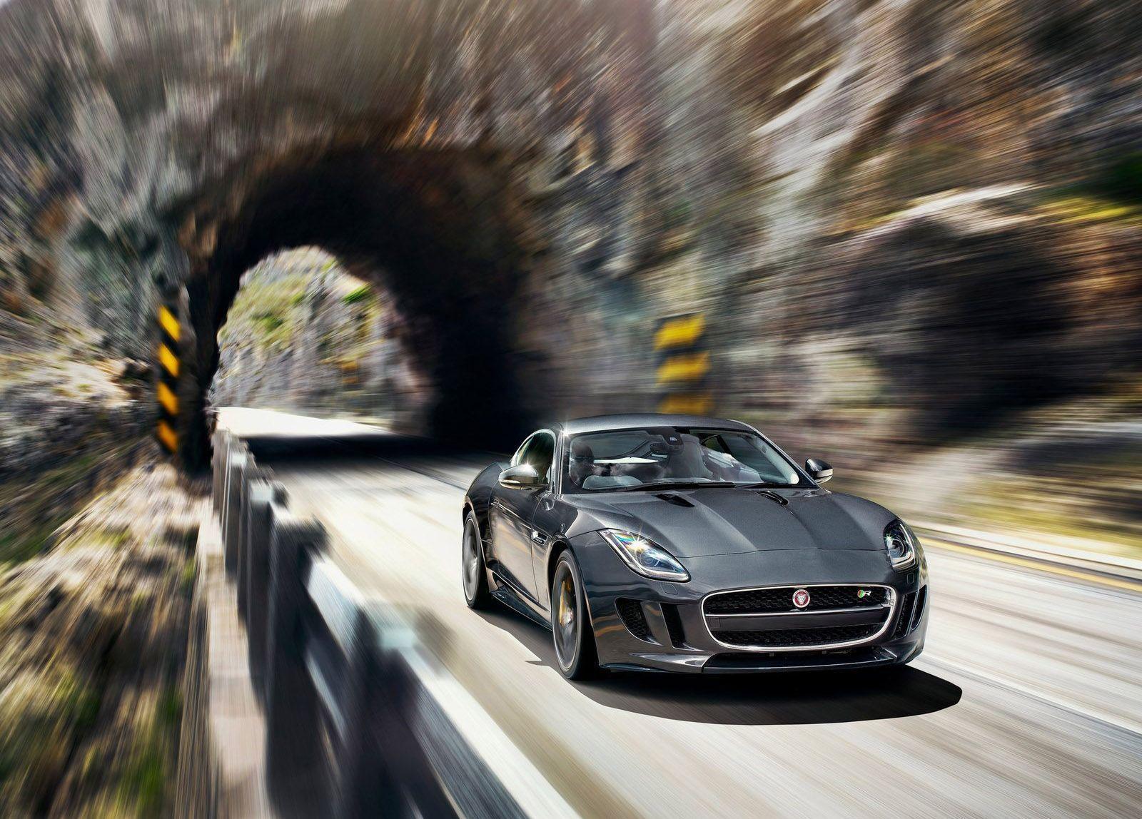 Black Jaguar F Type R Coupe 2015 Motion HD Wallpaper