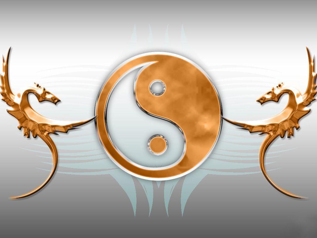 Gold Ying Yang Logo Dragon Background Wallpaper. Dragon