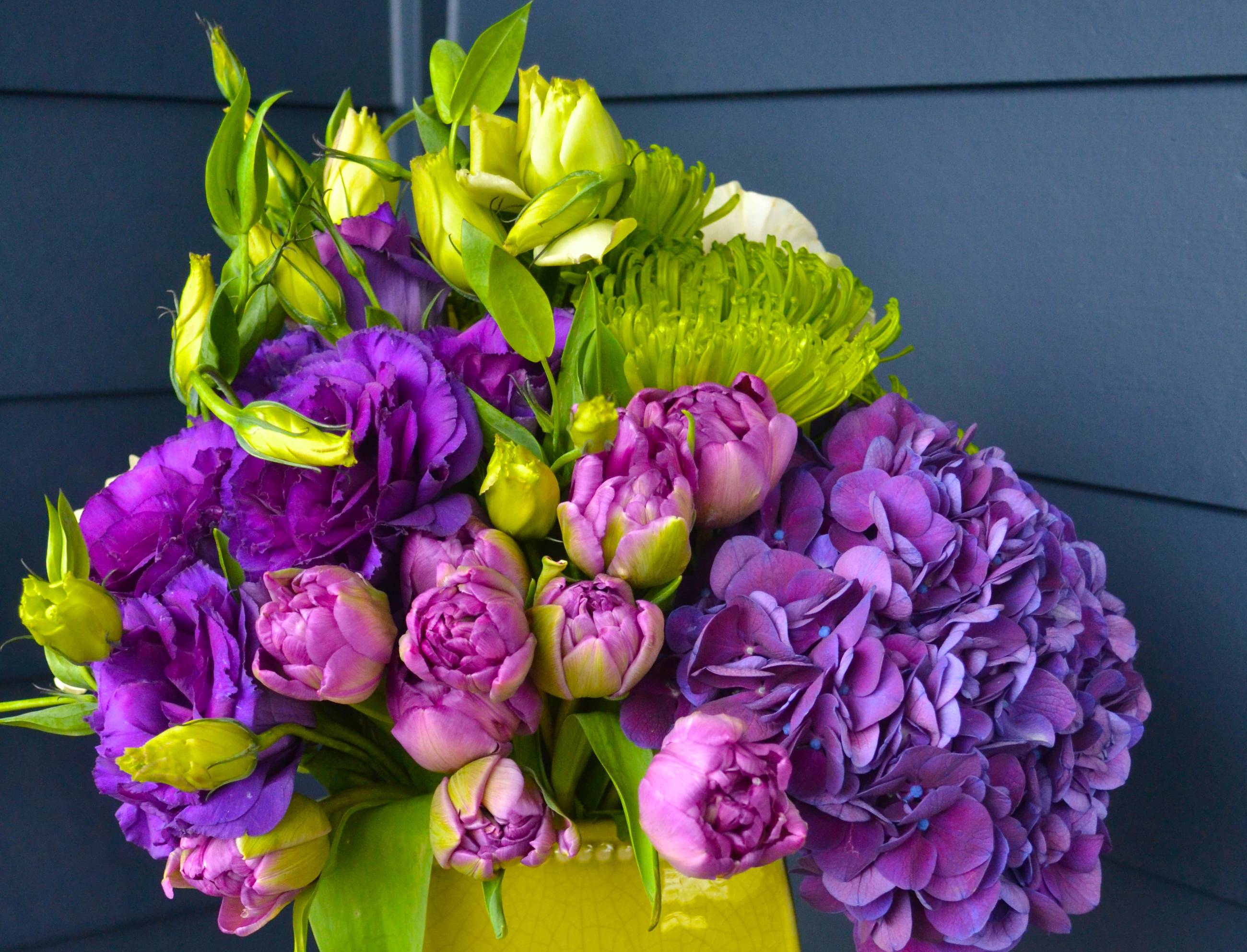 Bouquets Hydrangea Tulips Roses Chrysanthemums Eustoma Flowers