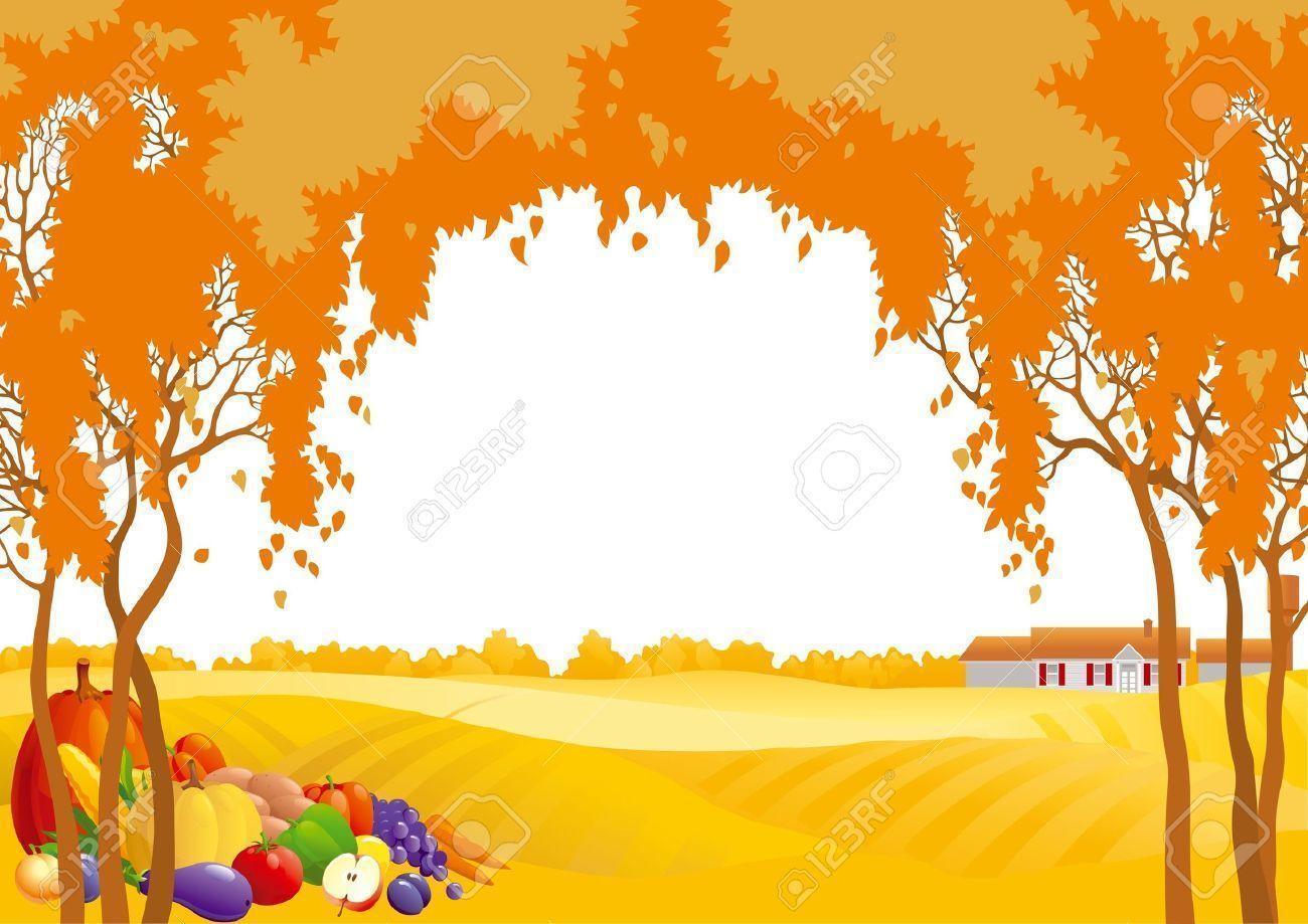 Thanksgiving Background. Many Fruits And Vegetables On Autumn