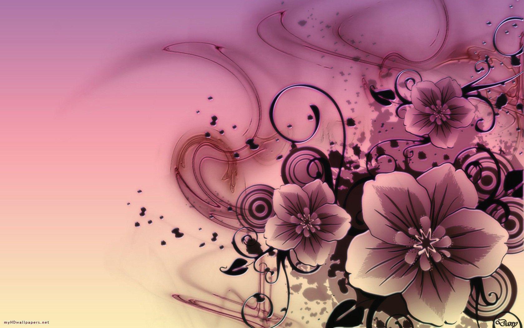 Abstract Pink Flowers Wallpaper