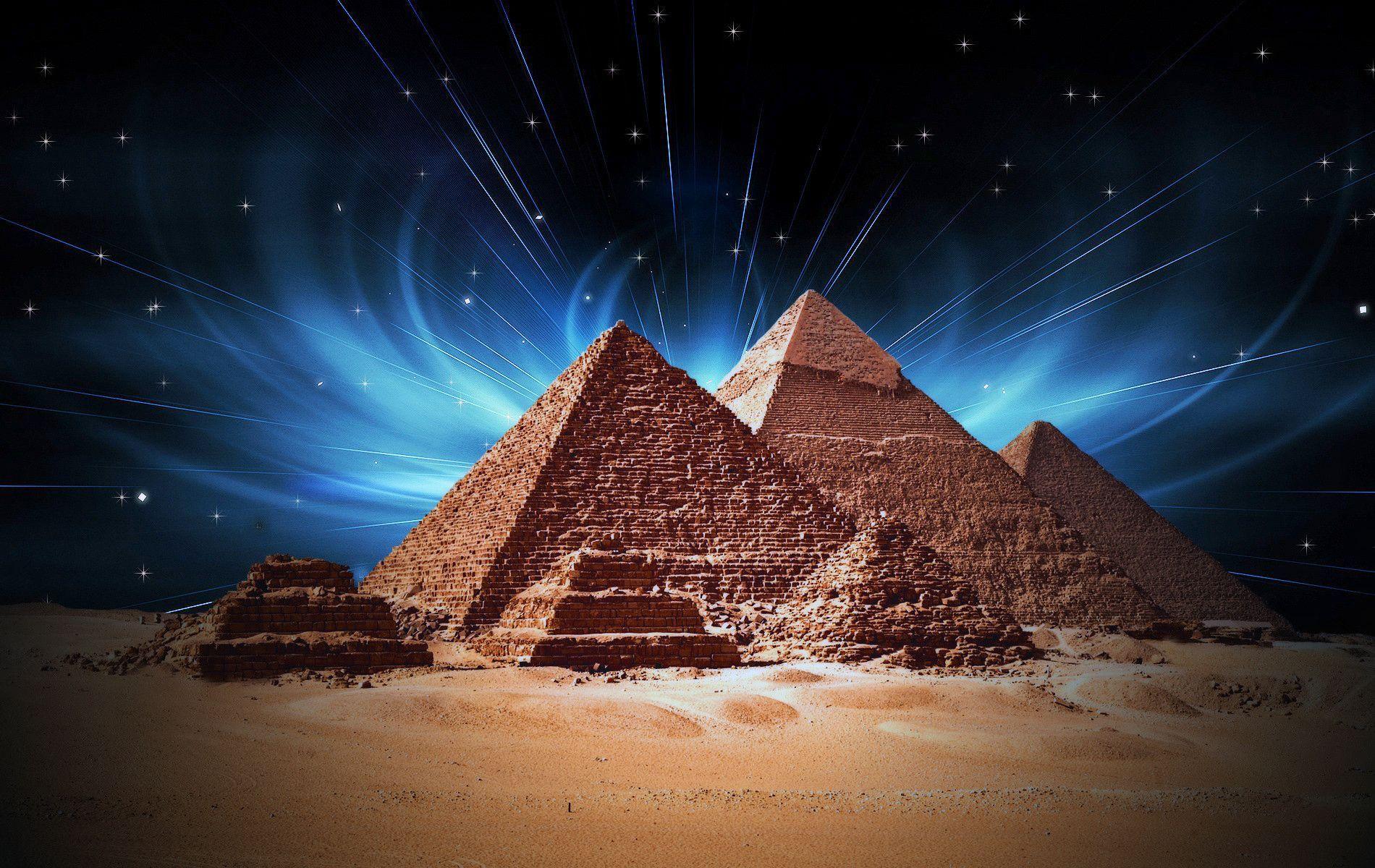 Download wallpaper Egypt, pyramids, glow free desktop wallpaper