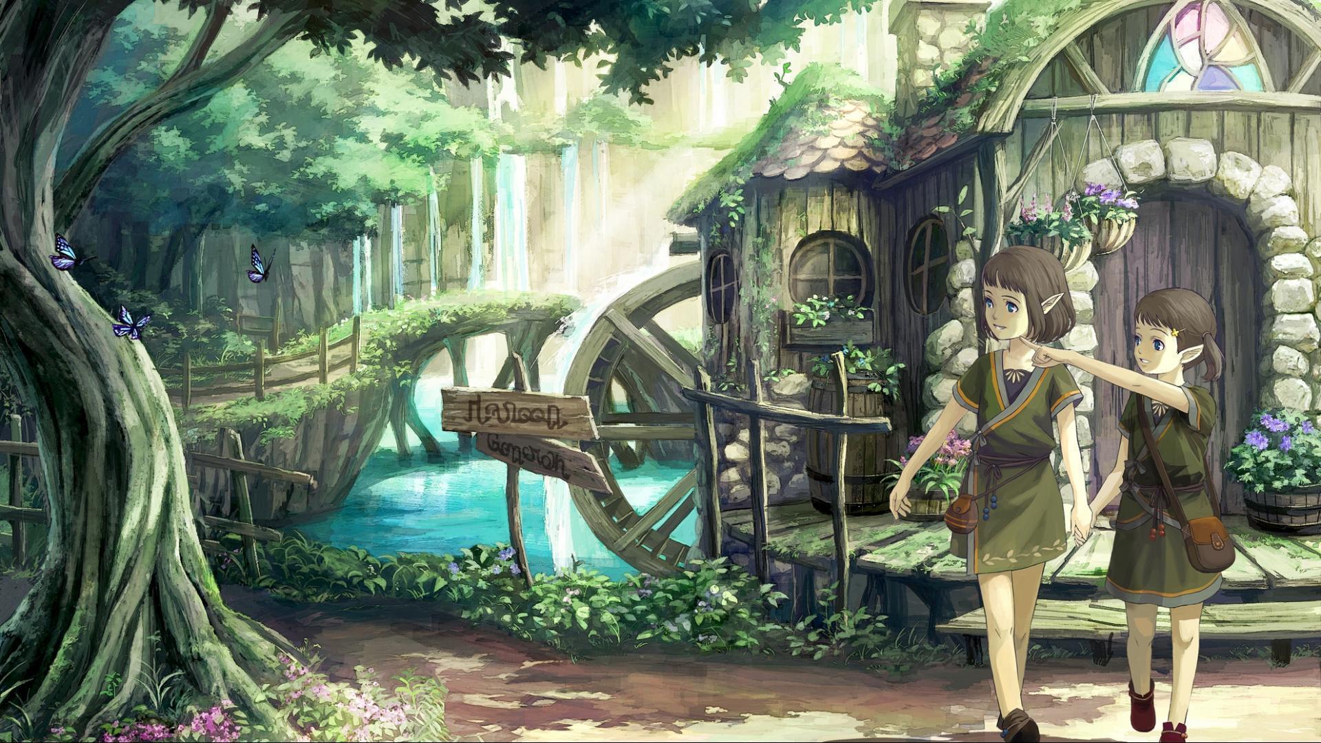 Nature Woods Elves Anime Butterflies Wallpaper 1920x1080 1080P