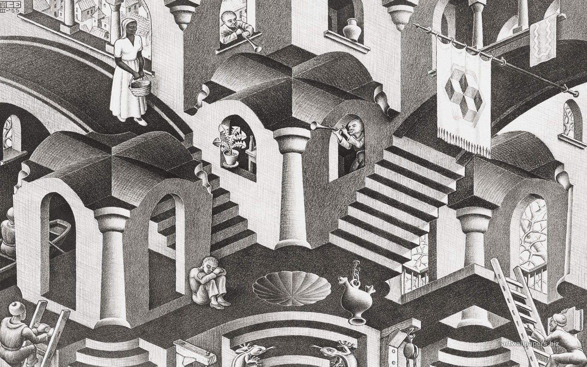M C Escher Wallpaper  WallpaperSafari  Mc escher Wallpaper Art wallpaper