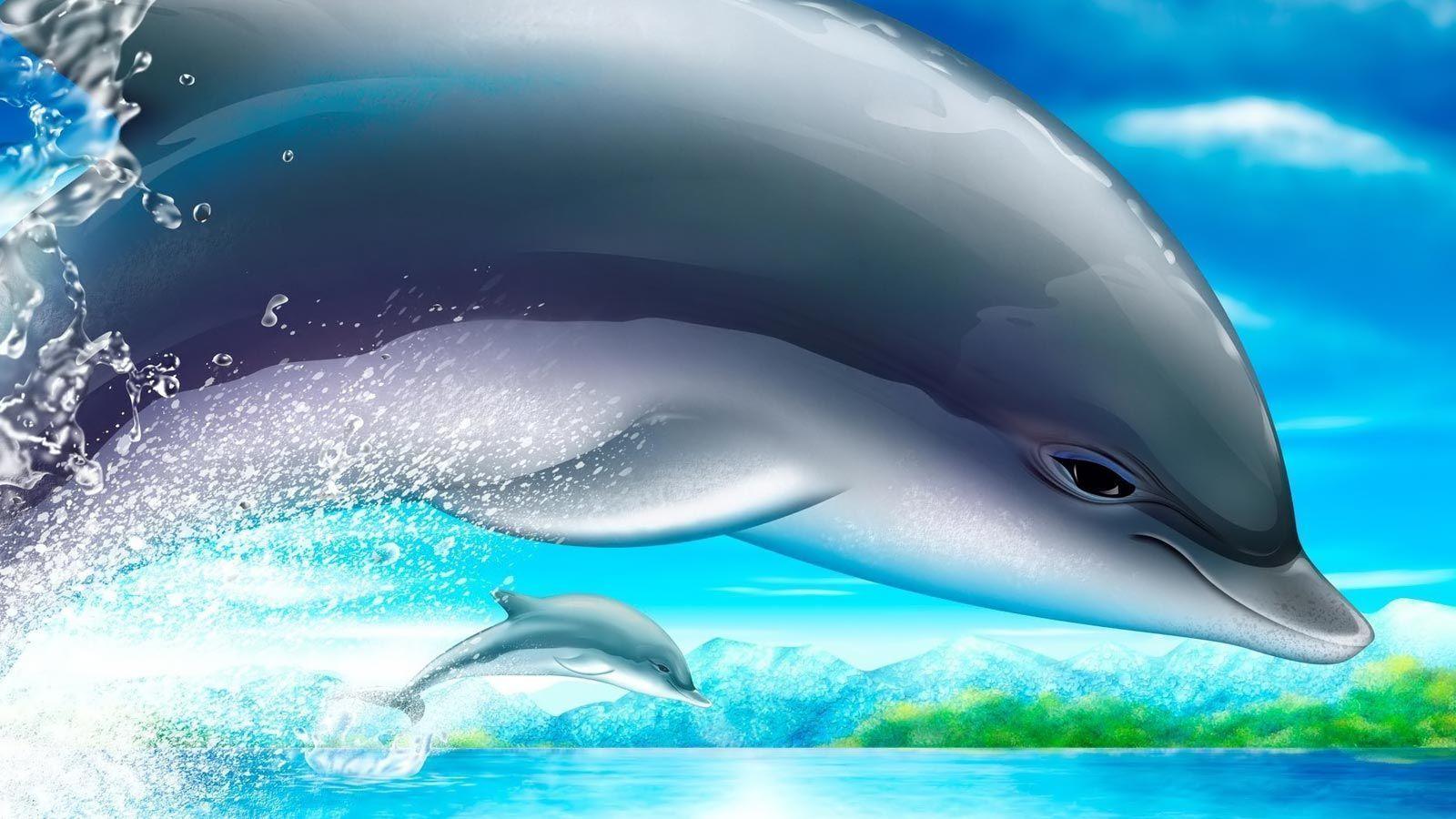 Desktop Wallpaper · Gallery · HD Notebook · Art dolphins netbook