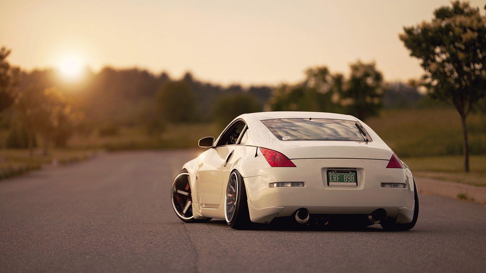 Nissan 350z Tuning Back Photo Sunshine Field HD Wallpaper