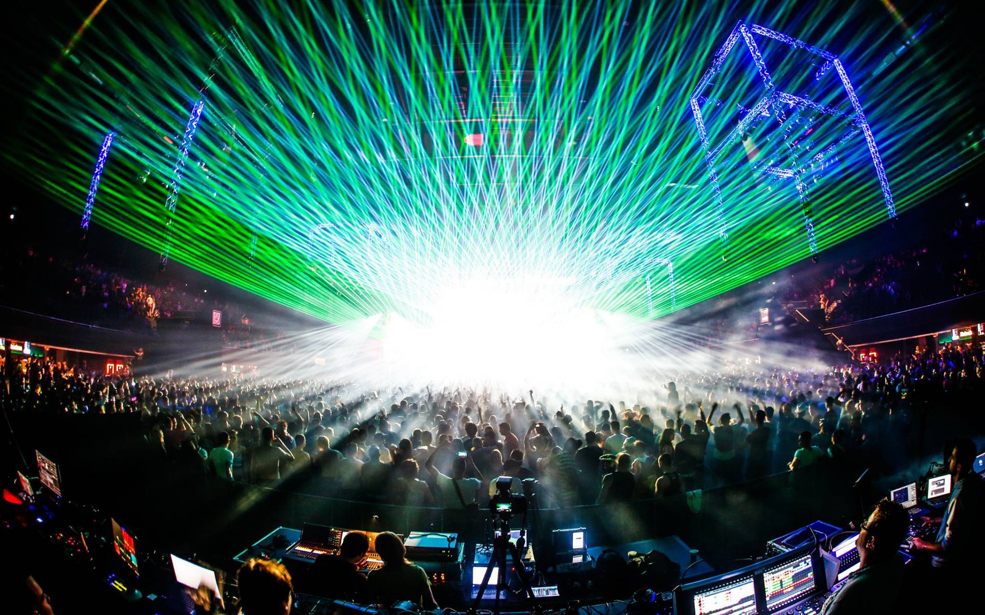 Rave Laser Concert Crowd wallpaperx1200
