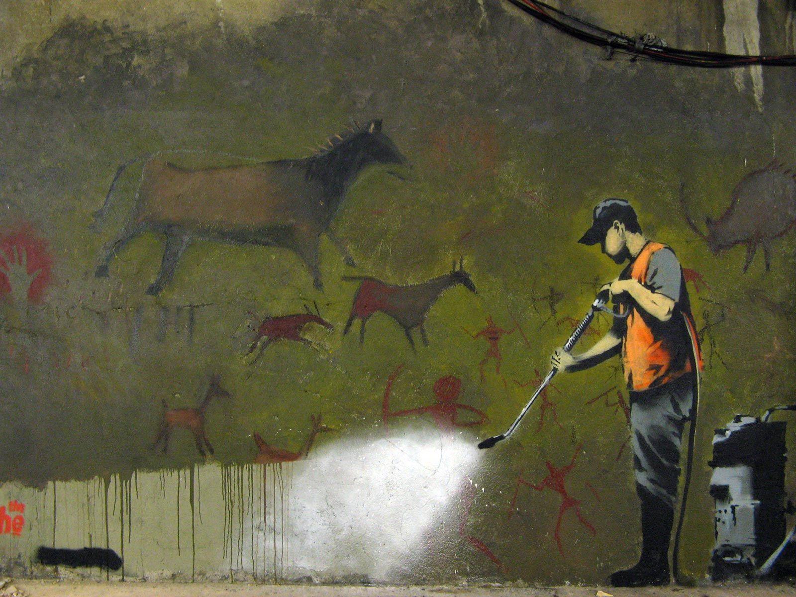 Caveman Graffiti Banksy Wallpaper