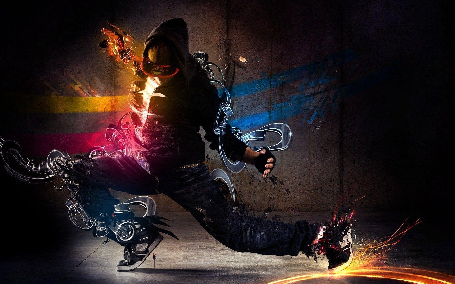 Neon lights around the dancer Wallpaper #