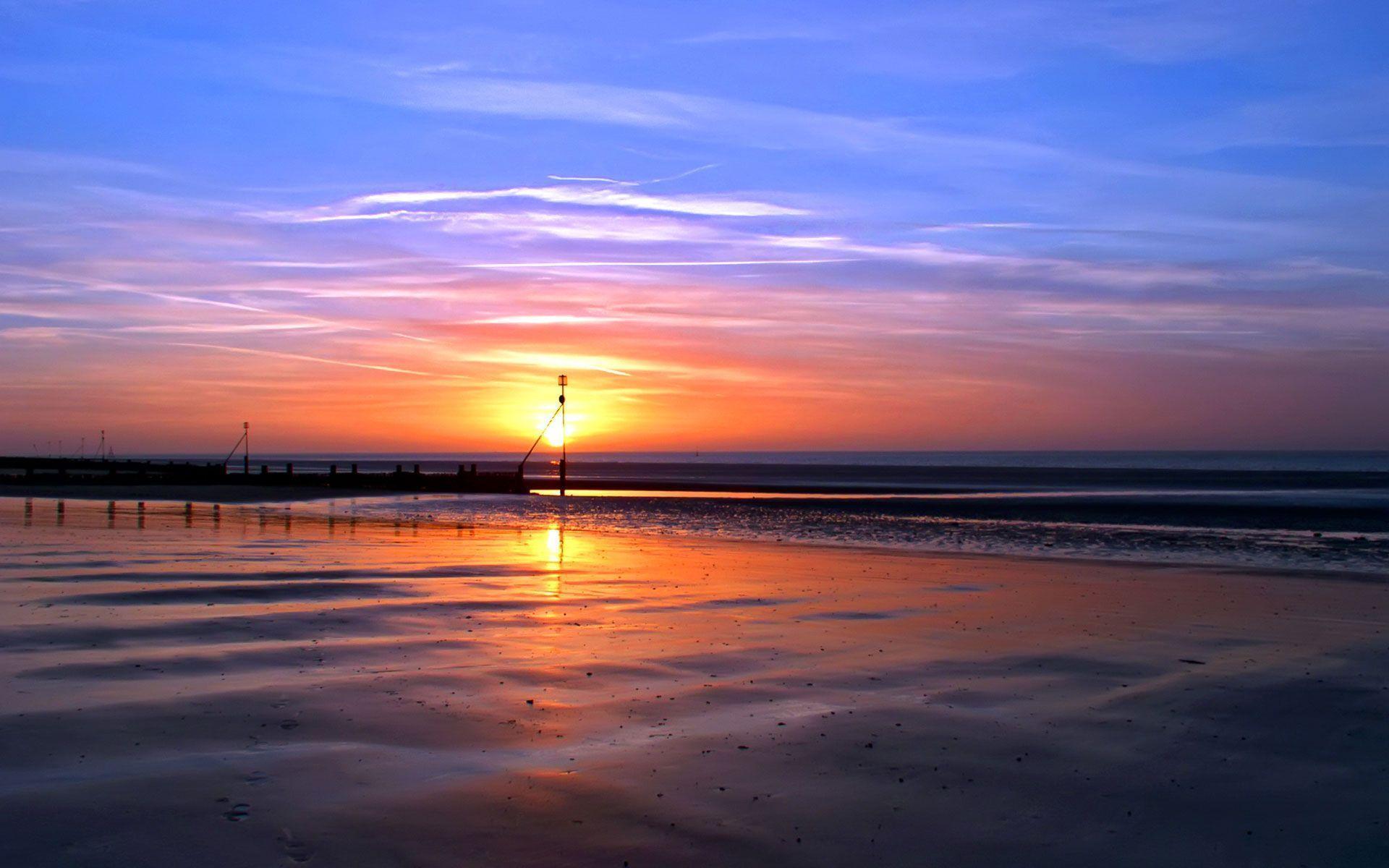 Sunset Beach Scenes Image Widescreen HD For Desktop Background