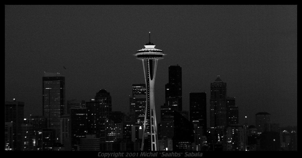 Seattle Skyline Wallpaper Black And White