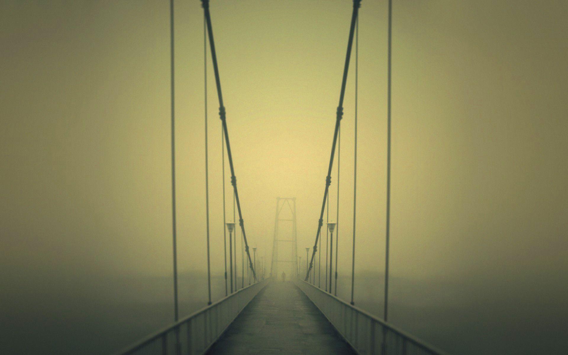 Fog bridge slender man Wallpaper