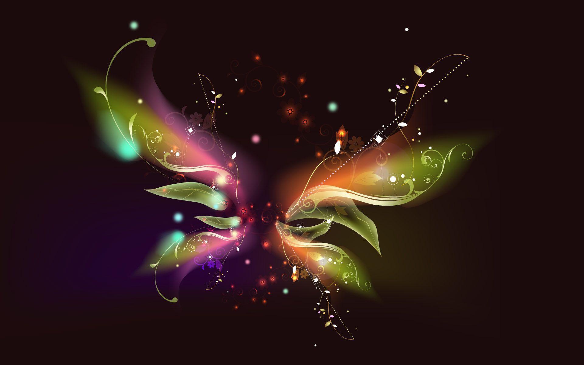 Download wallpaper: rainbow butterfly on black background