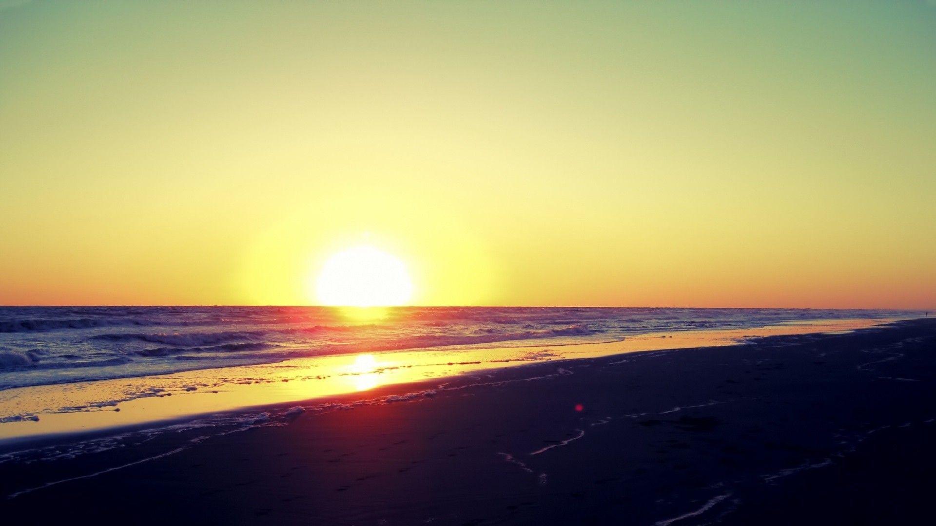 Sunset On Beach Hd Wallpaper