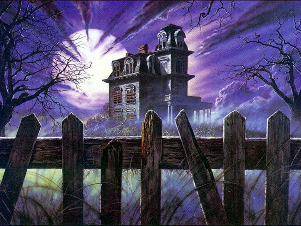 Dark castle at Halloween night free desktop background