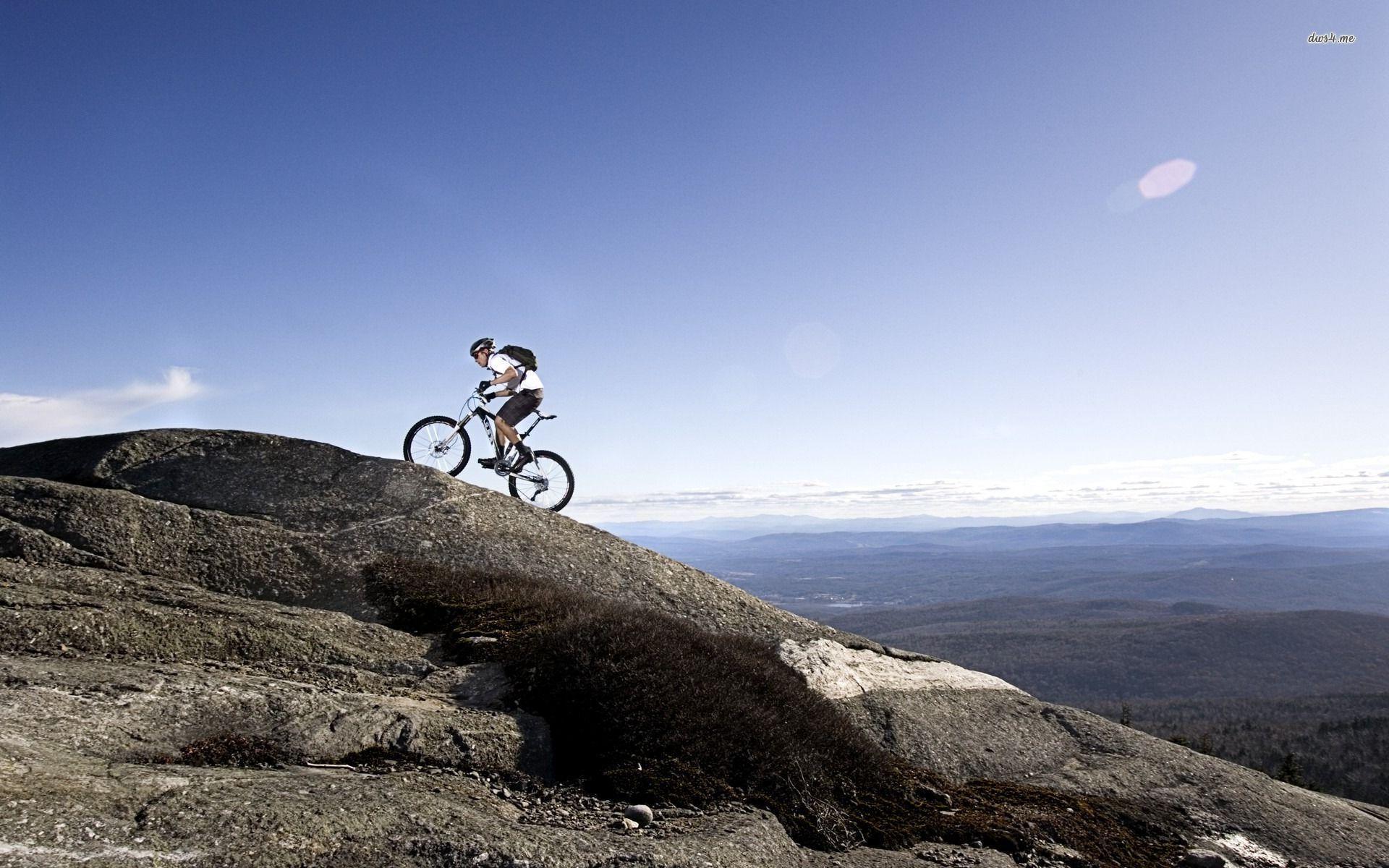 Woman with mountain bike wallpapers