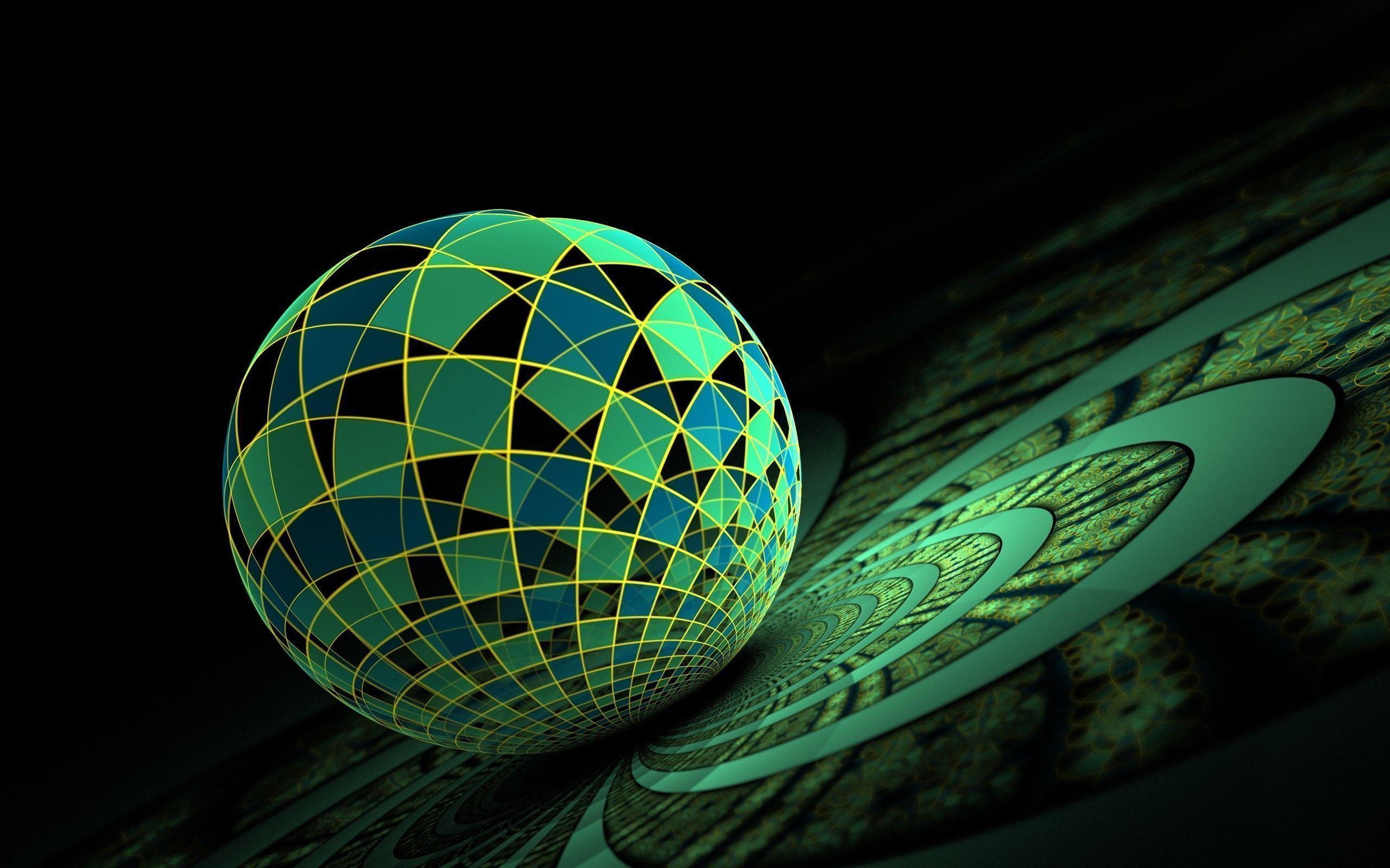3D Art Green Balls HD Wallpaper Wallpaper
