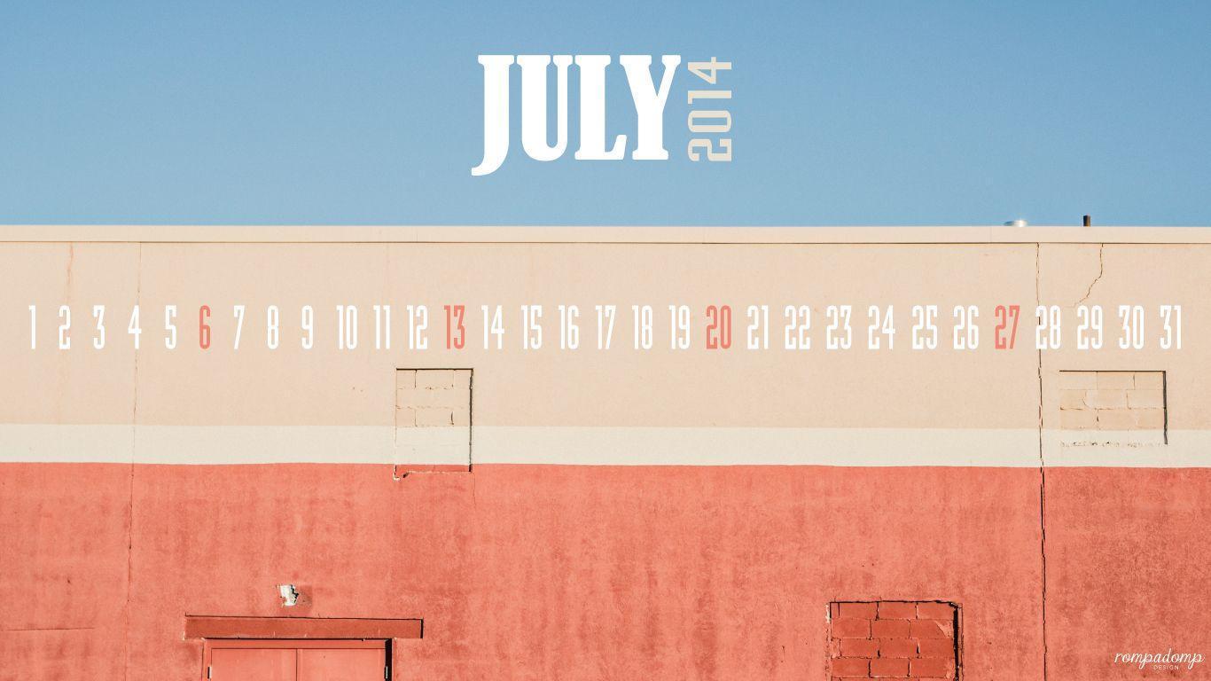 July 2014 Desktop Calendar Wallpaper