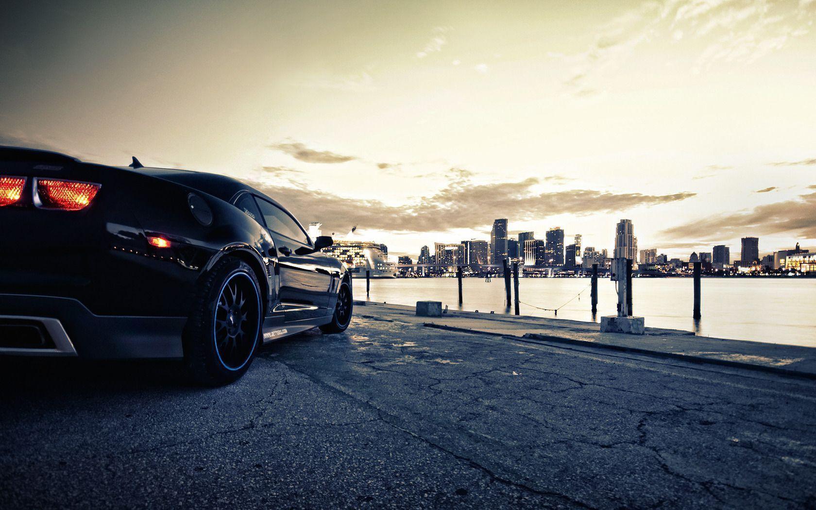 Supercar And City Skyline