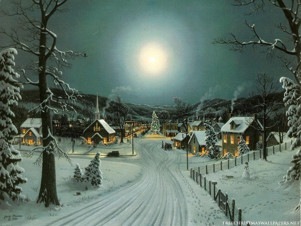 Peaceful Christmas Village Wallpaper