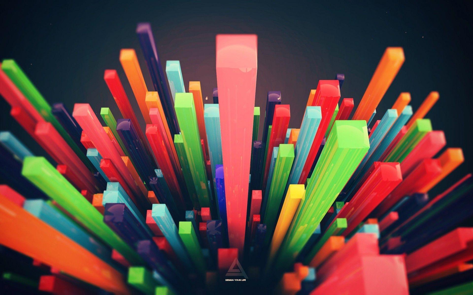 Colourful Bars in 3D Wallpaper 2013