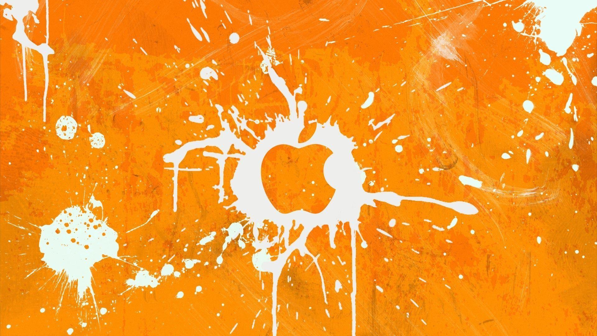 Orange Apple logo Wallpaper. High Quality Wallpaper