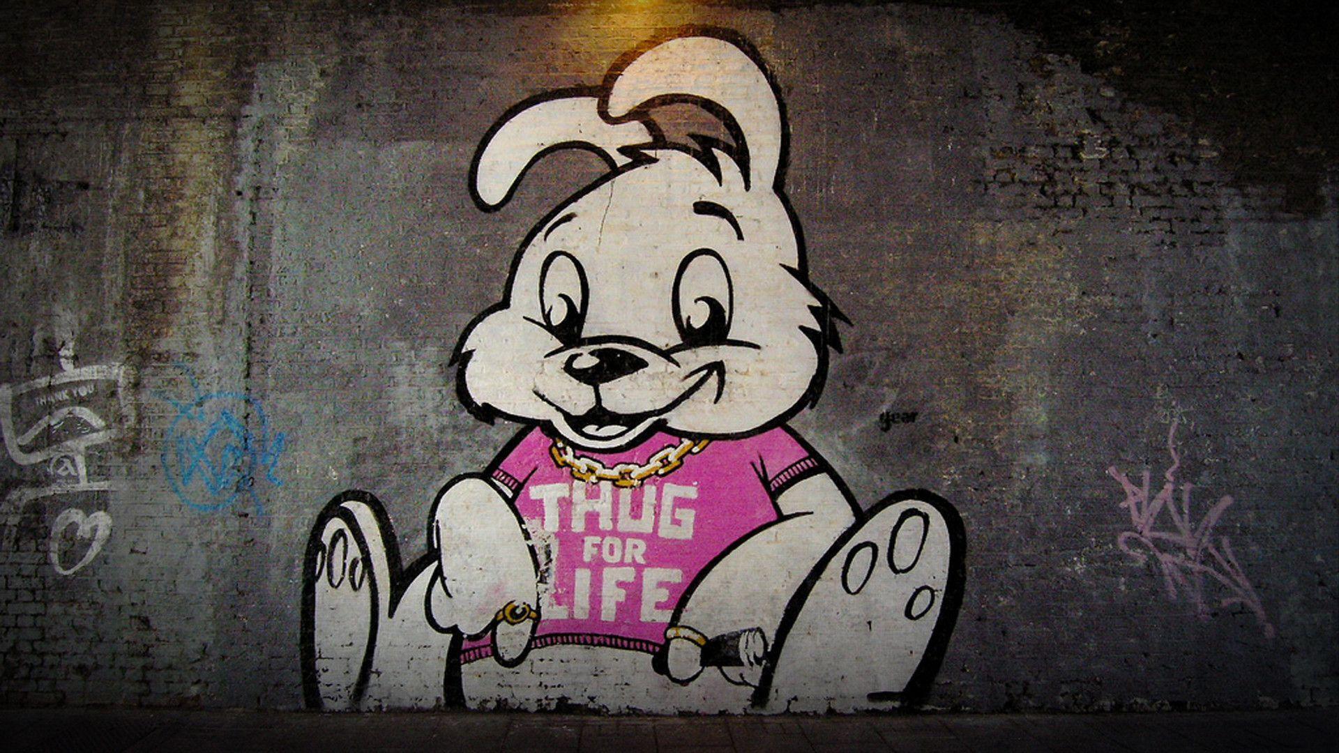 Banksy Thug For Life Bunny wallpaper