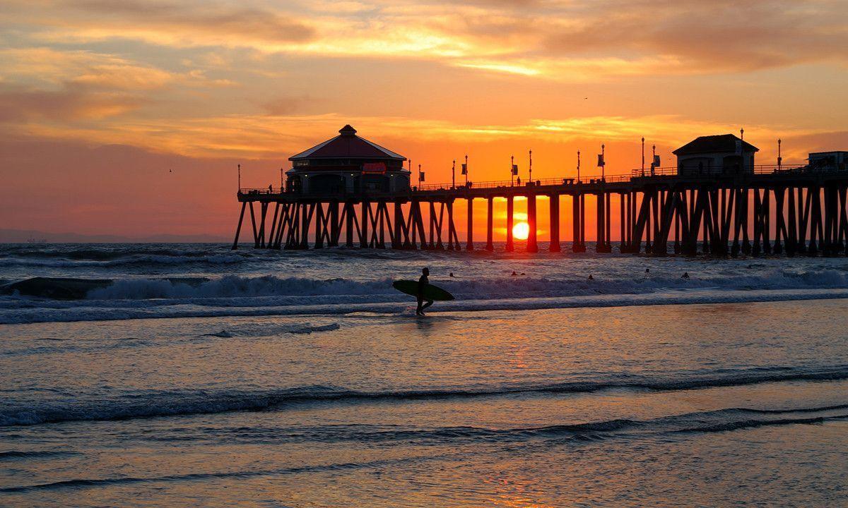 Sunset At The Huntington Beach Pier California United States