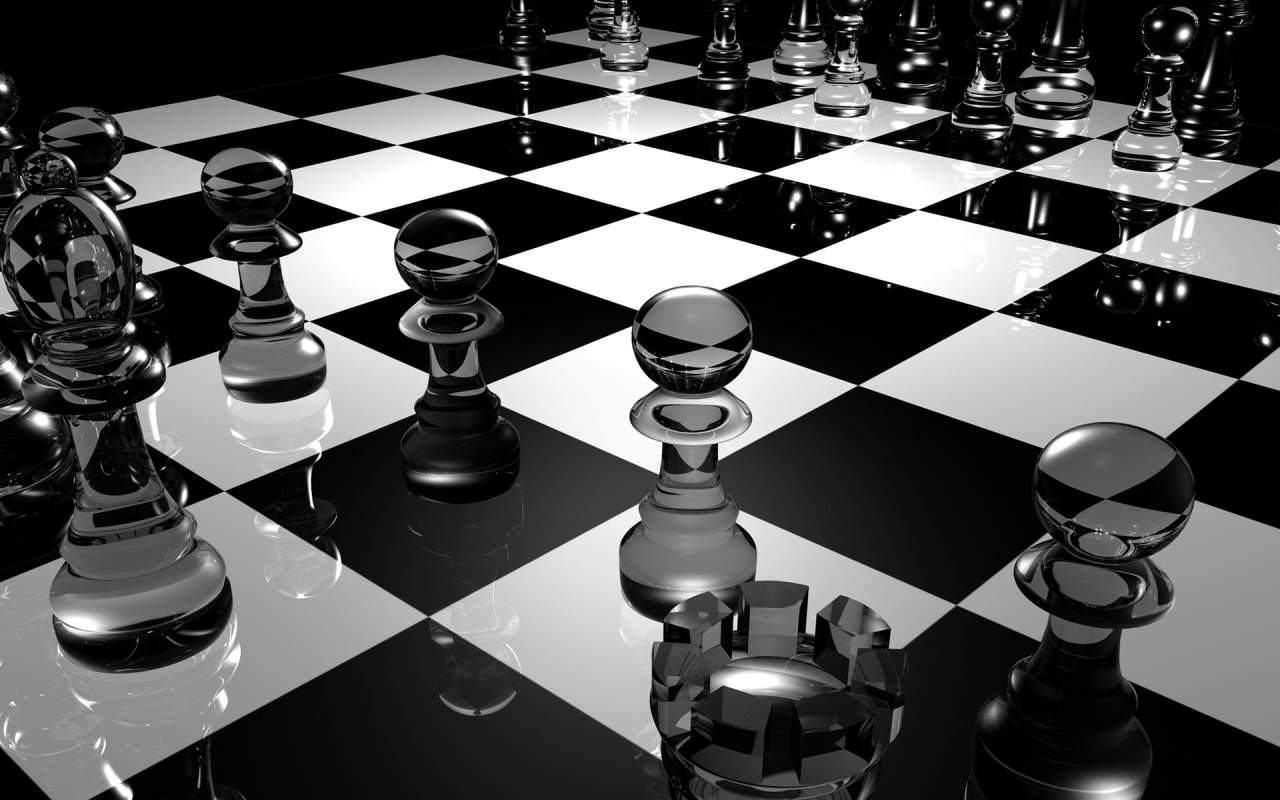 Art: Black White Chess Board 3D Widescreen Desktop Black And White