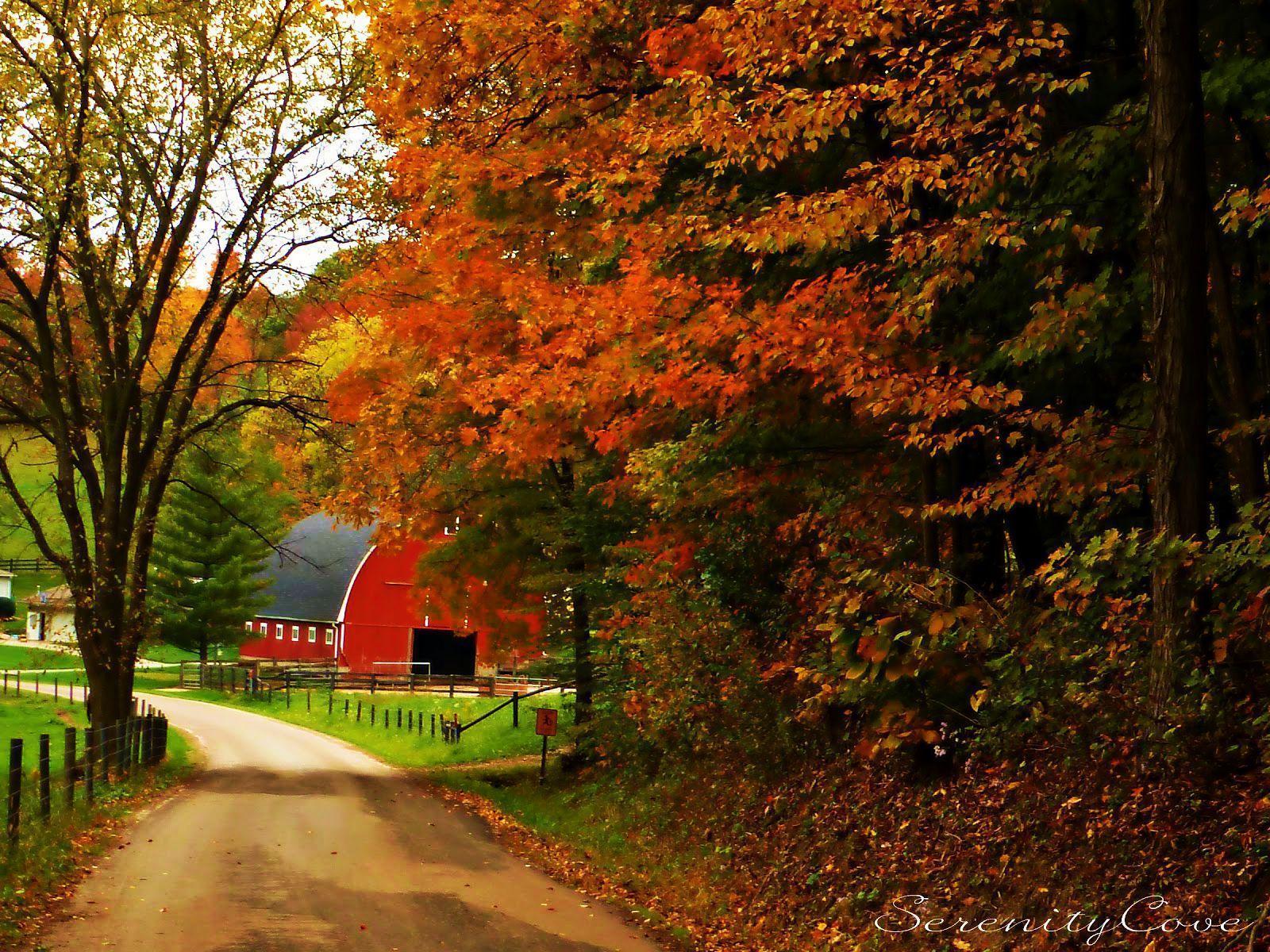 HD Barn in Autumn Landscape Wallpaper. HD Background Wallpaper