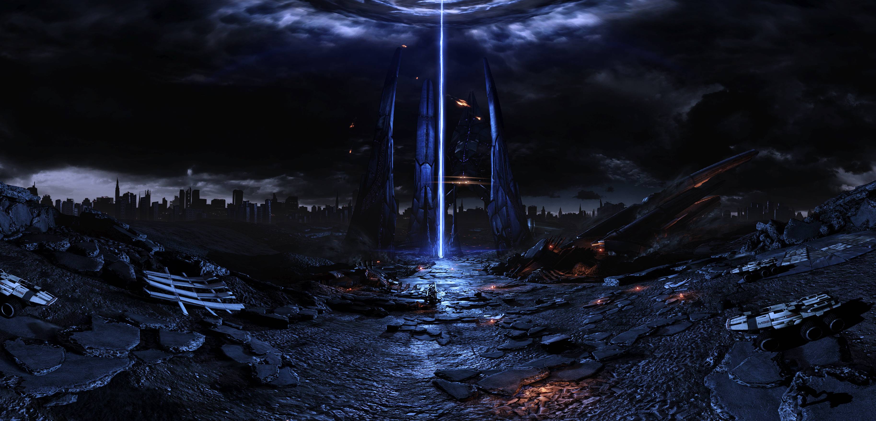 Mass Effect Fan Reaper Harbinger Art Pano Spaceship Sci Fi