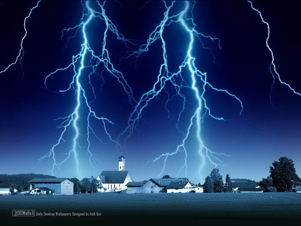 Storm with lightening landscape free desktop background