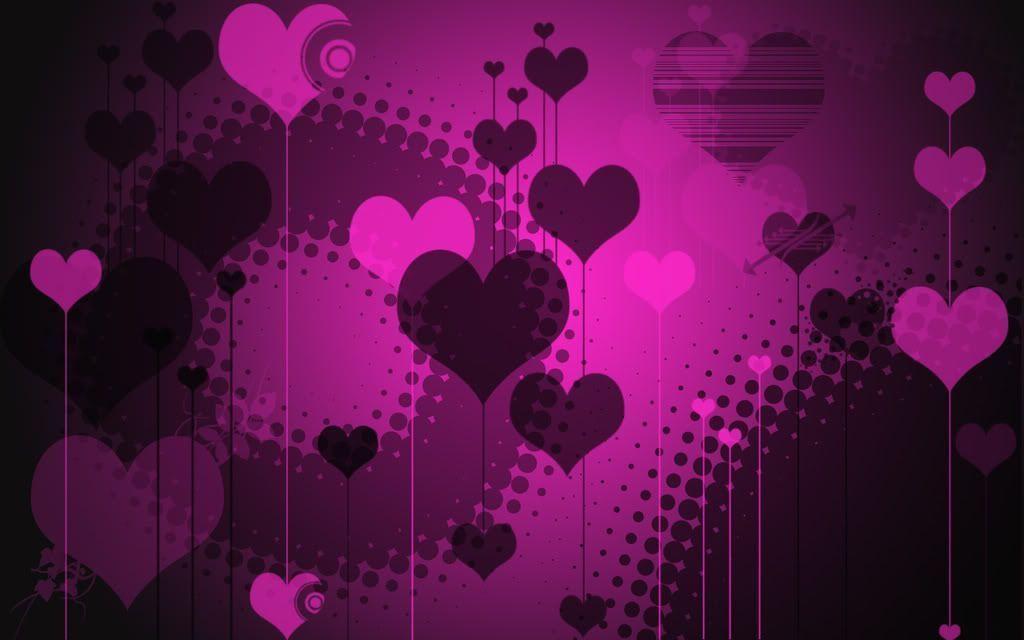 Valentines For > Neon Pink Heart Black Background