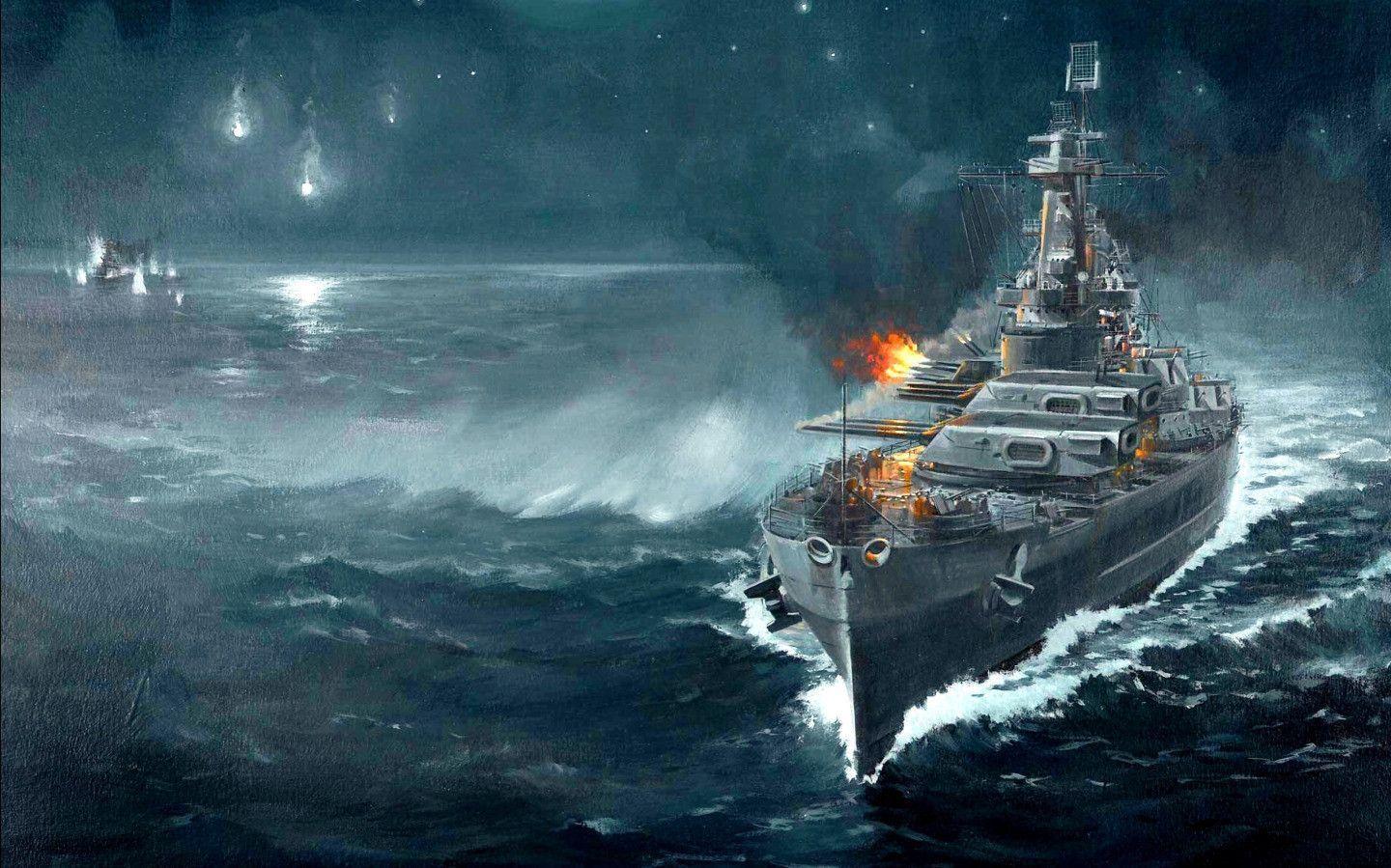 Sea Battleship widescreen wallpaper. Wide