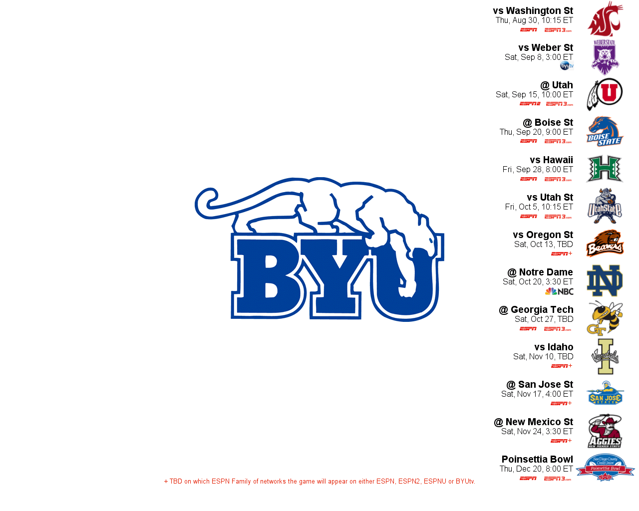 Byu Football Schedule Background