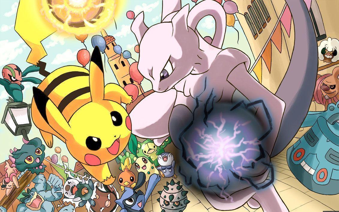 Pikachu Mewtwo Wallpaper