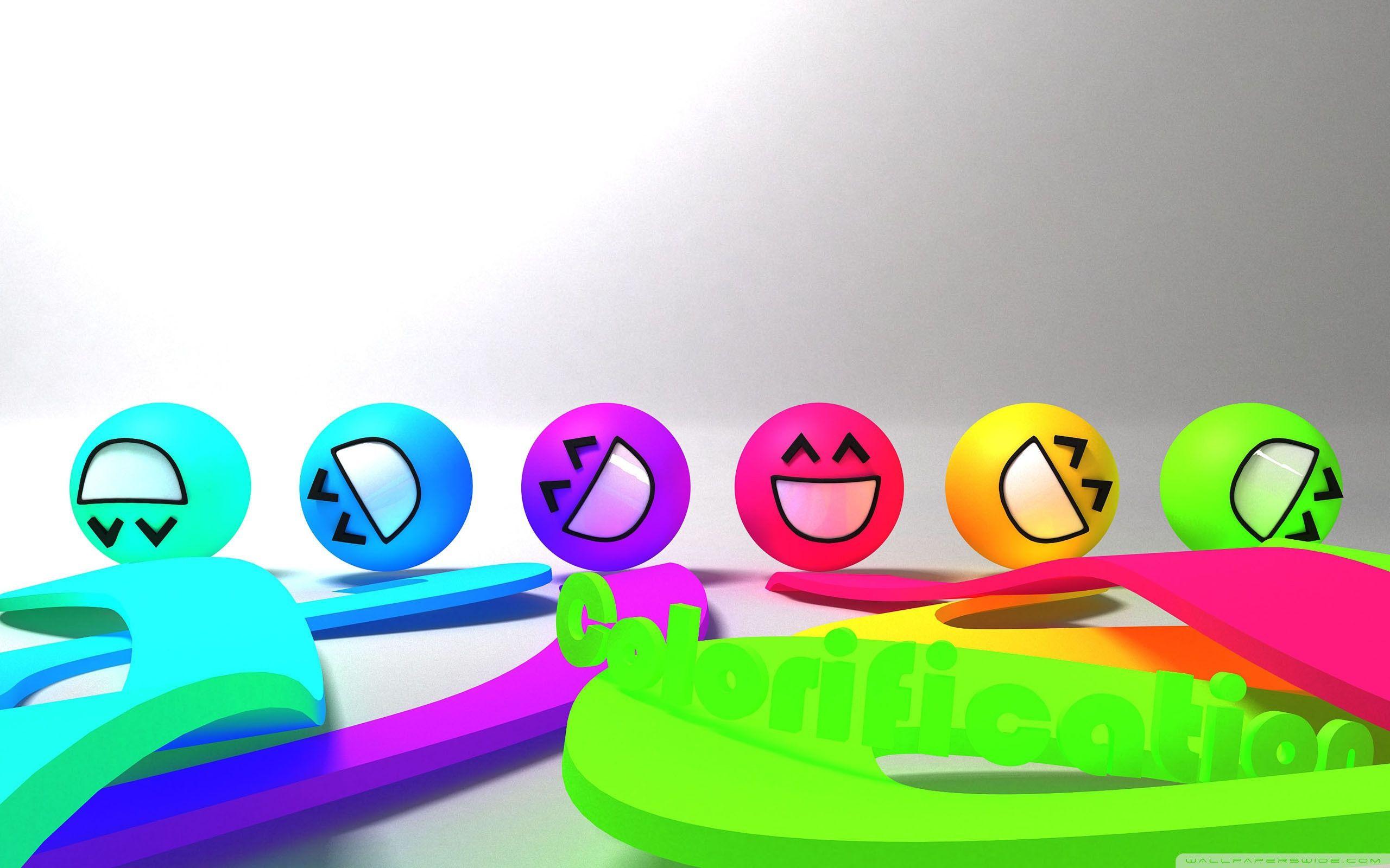Colorful Smiley Faces. Cute and Funny Wallpaper