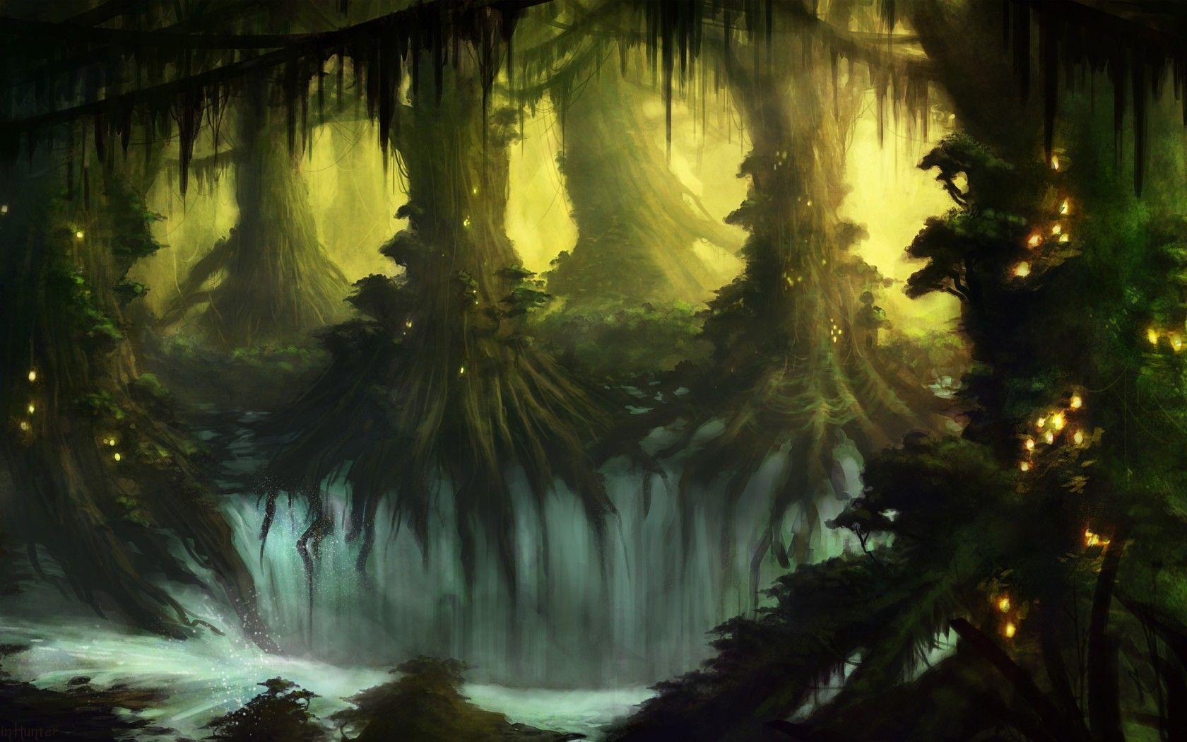 Download wallpaper Art, fantasy, forest, Trees free desktop