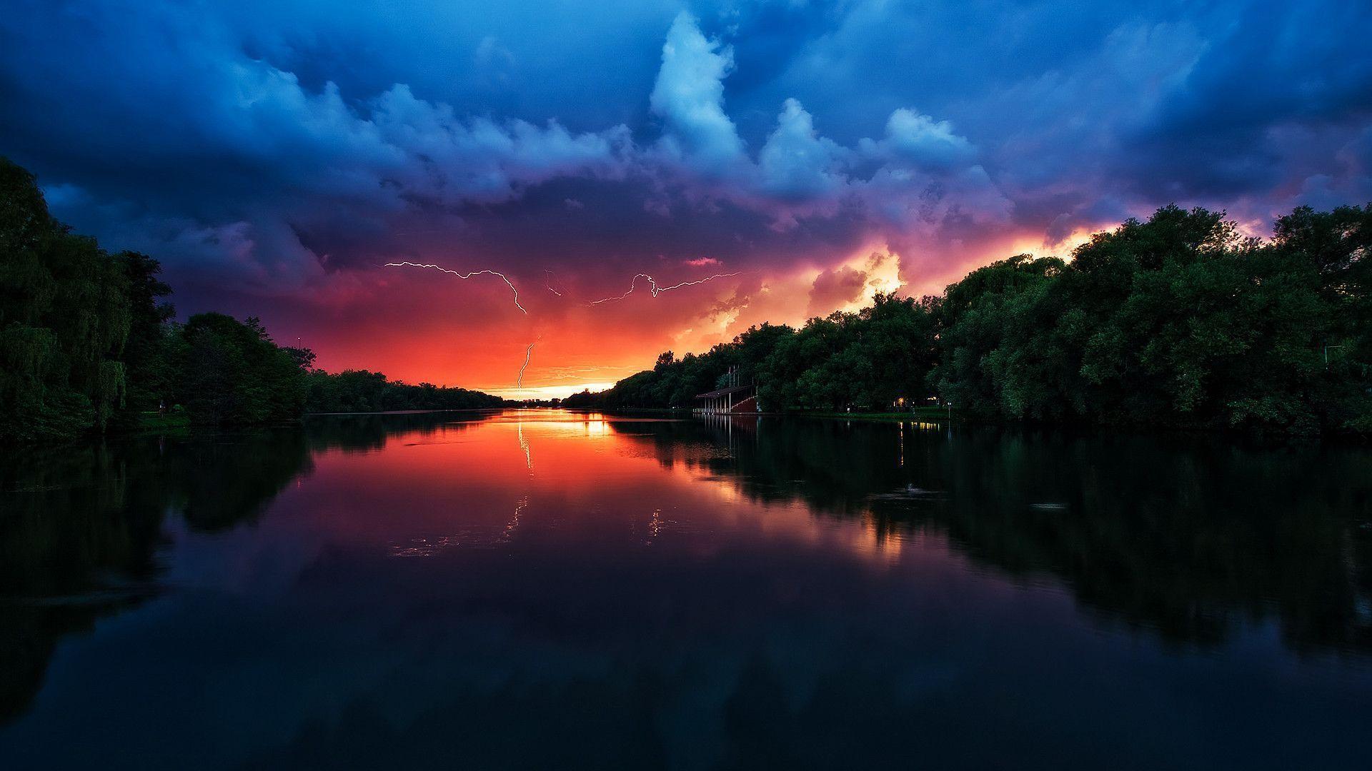 Stormy Weather Sunset Wallpaper