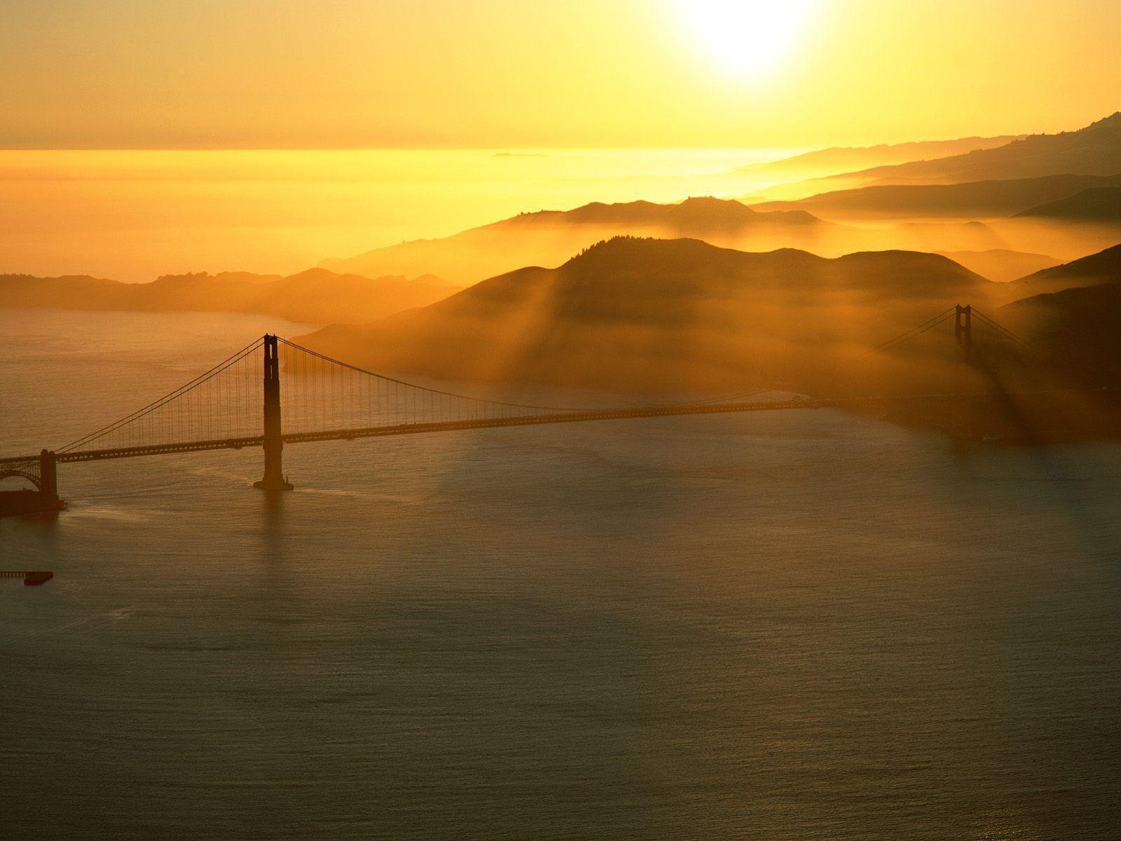 image For > Golden Gate Bridge Sunset Wallpaper