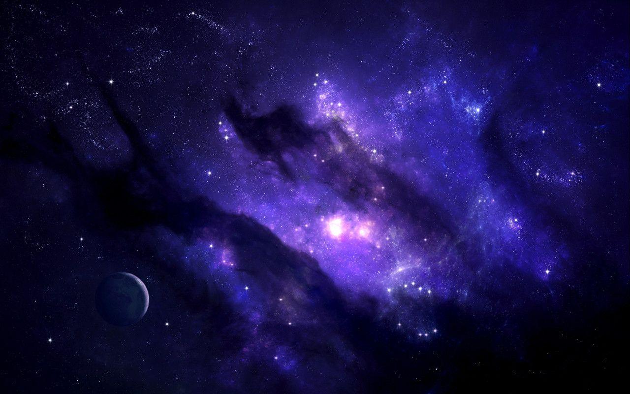 Full HD Wallpaper + Space, Planets, Stars, Blue, Purple,