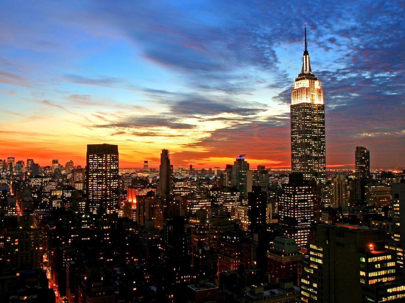 New York City Skyline Sunset Travel photo and wallpaper