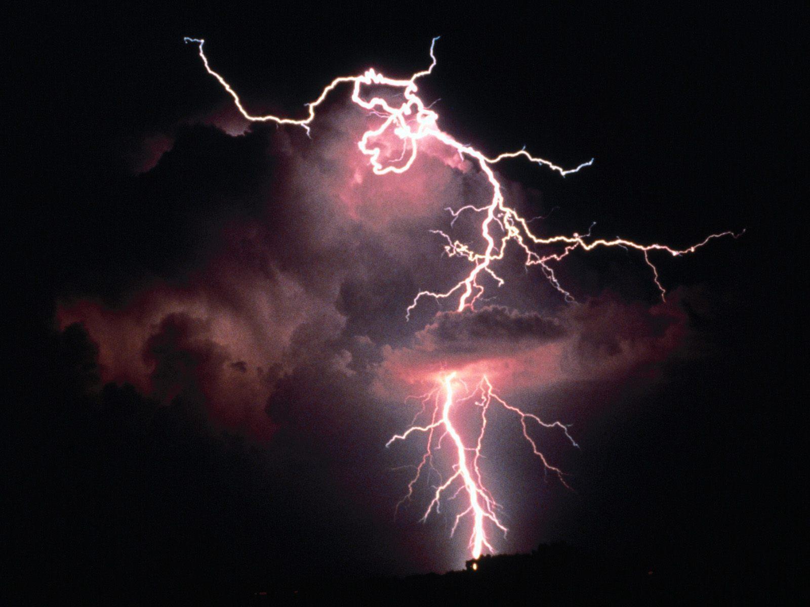 Electric evening lightning landscape free desktop background