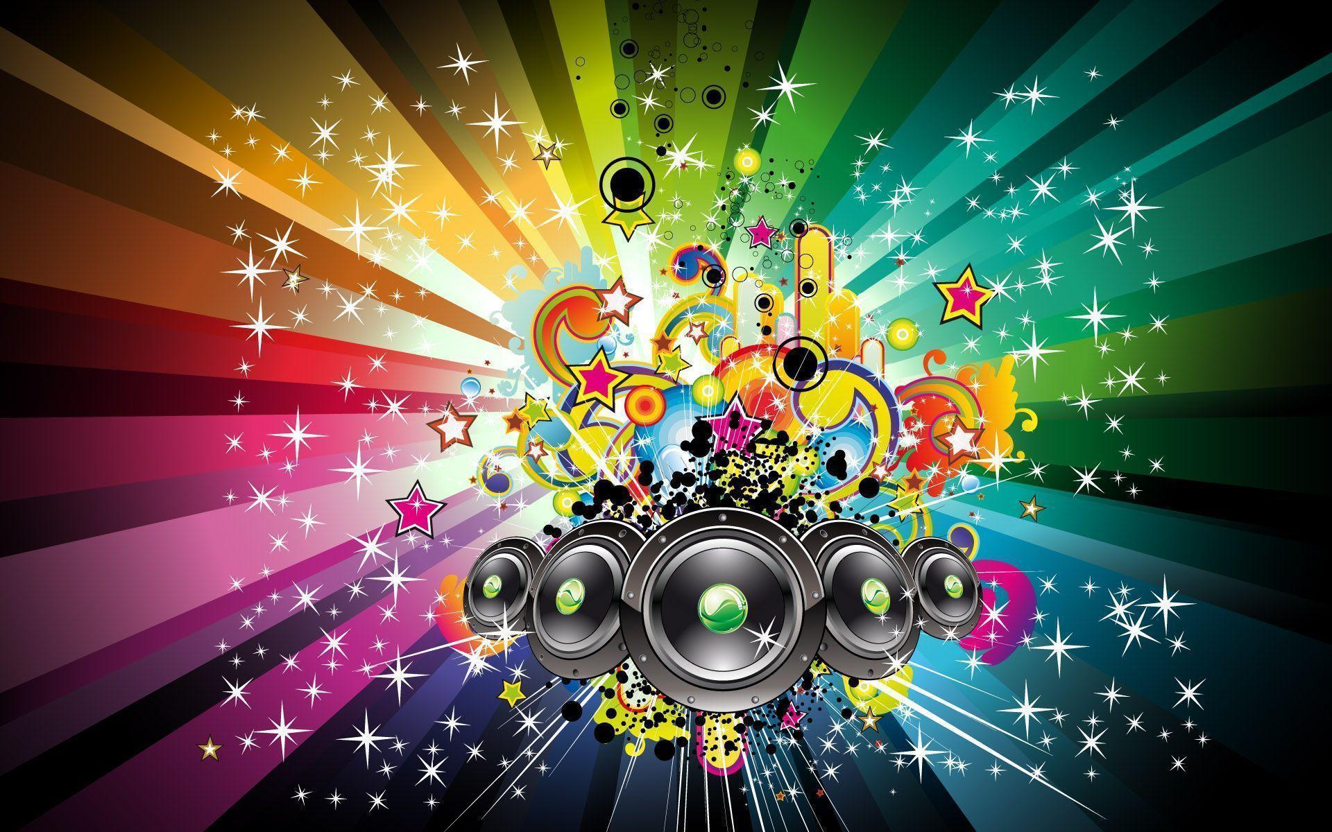 Rainbow speaker digital art for music desktop wallpaper. Finest