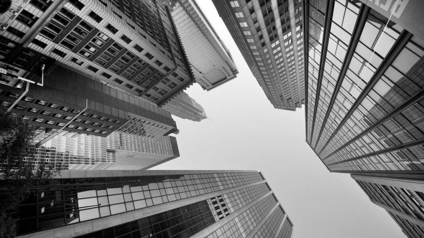 Urban skyscrapers monochrome Wallpaper