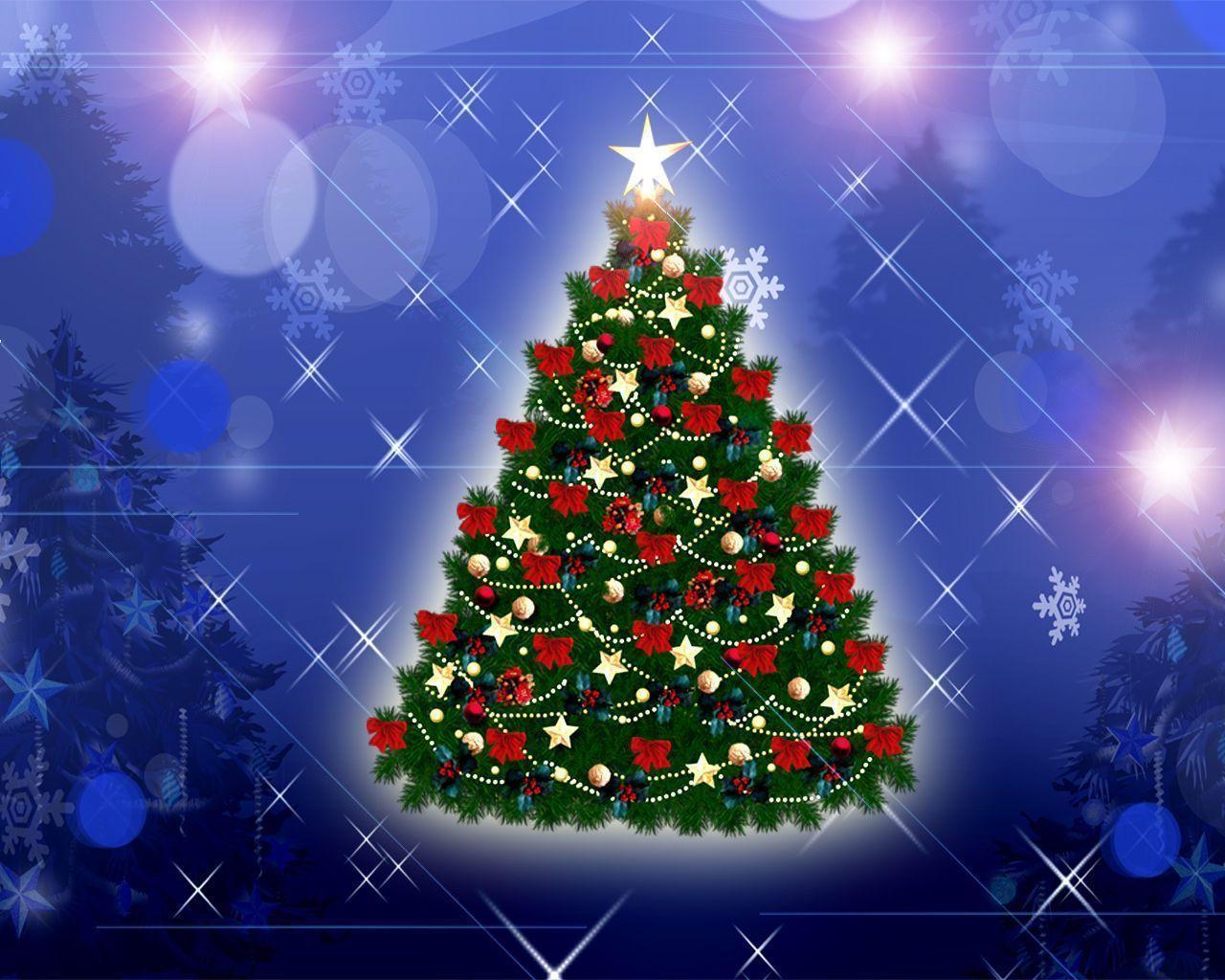 10 Christmas Wallpaper Free Christmas Tree With Lights And Balls