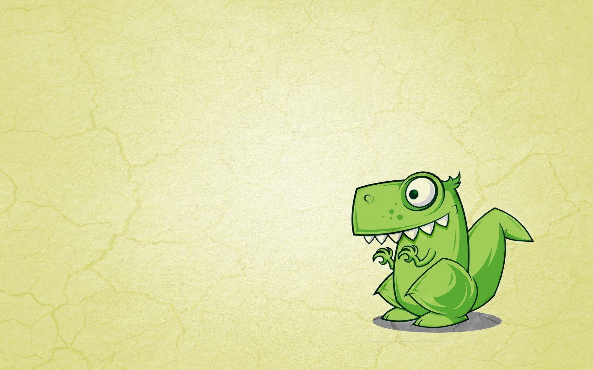 Funny Dinosaur Green Cartoon Art Teeths Out Hd Wallpaper
